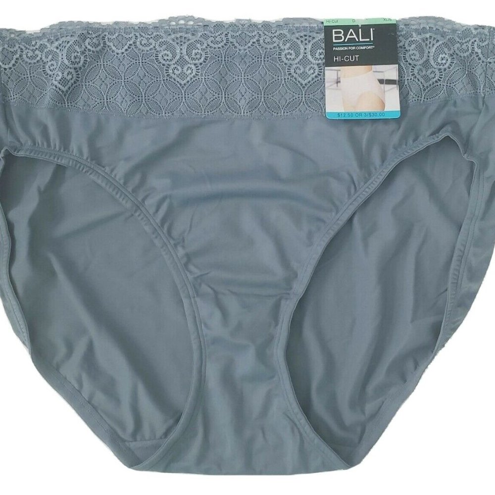 Bali Passion for Comfort Hi-Cut Panties DFPC62 Size 8 Gray New with Tags